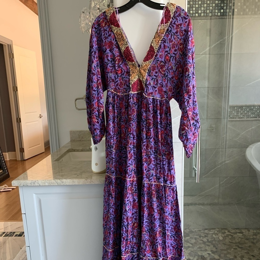 ZARA LILAC LONG PRINT DRESS - Picture 13 of 13